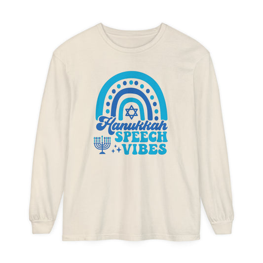 Hanukkah Speech Vibes Long Sleeve Comfort Colors T-Shirt