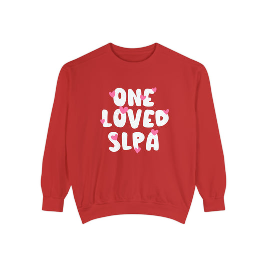 One Loved SLPA Hearts Comfort Colors Sweatshirt