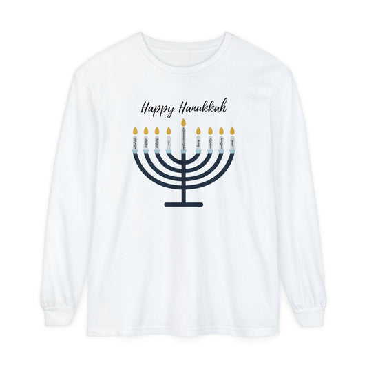 Hanukkah Big Nine Speech Scope Long Sleeve Comfort Colors T-Shirt