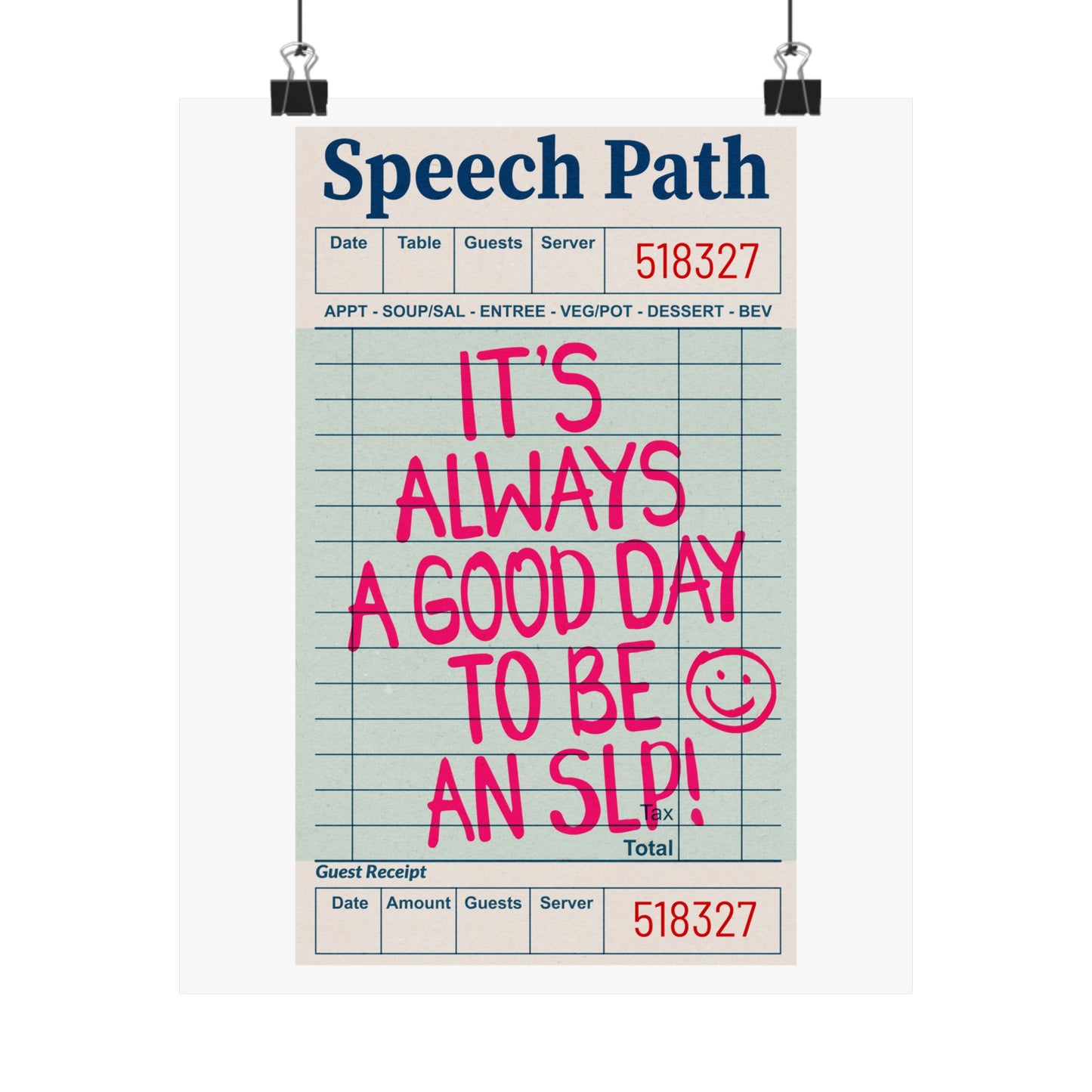 Speech Path Guest Check Poster