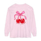 Speech Pathology Bow Cherries Long Sleeve Comfort Colors T-Shirt | Front and Back Print