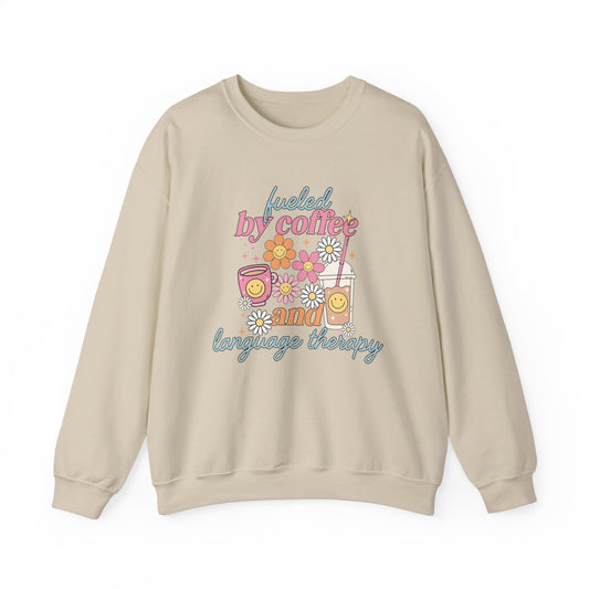 Fueled By Coffee and Language Therapy Crewneck Sweatshirt