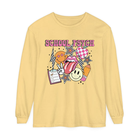 Retro School Psych Long Sleeve Comfort Colors T-shirt