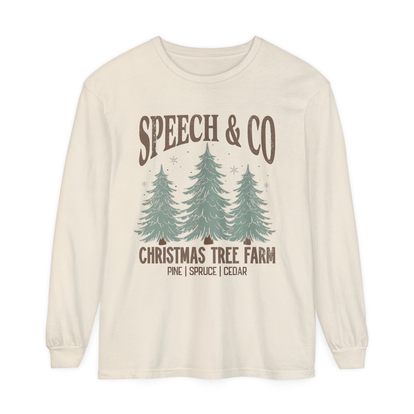 Speech & Co Christmas Tree Farm Long Sleeve Comfort Colors T-Shirt