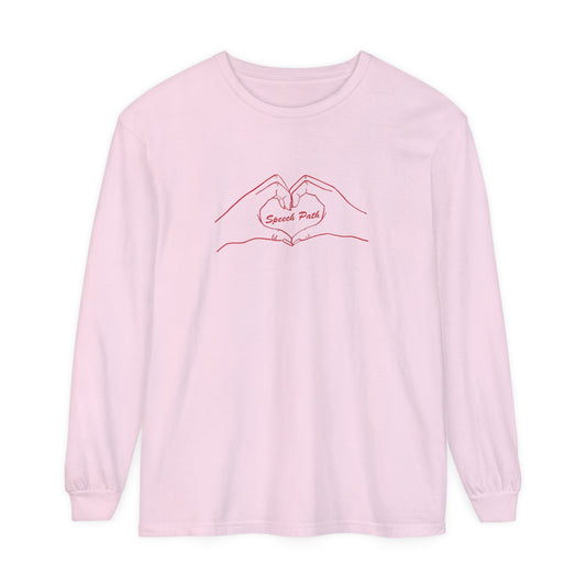 Speech Path Heart Hands Long Sleeve Comfort Colors T-Shirt