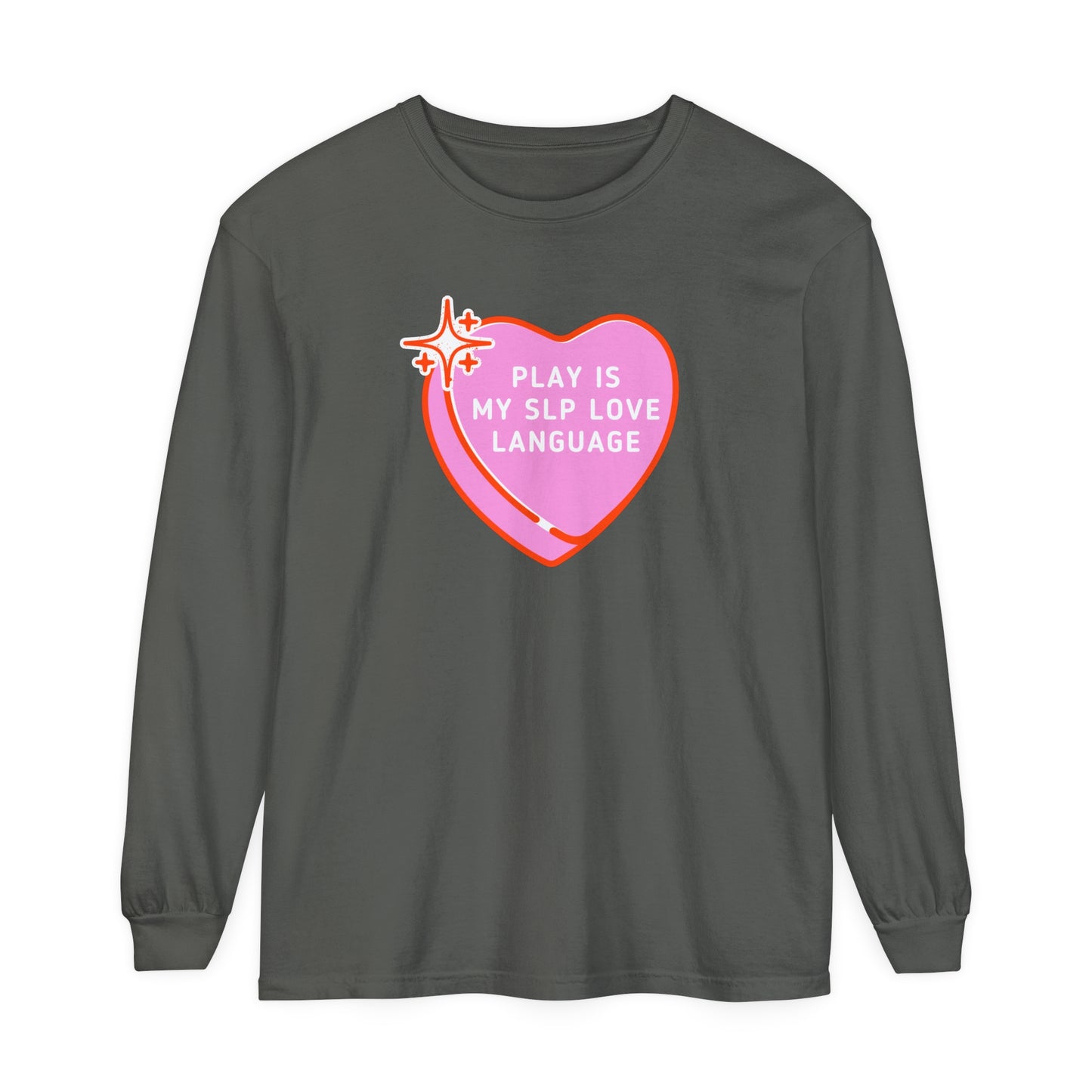 Play Is My SLP Love Language Long Sleeve Comfort Colors T-Shirt