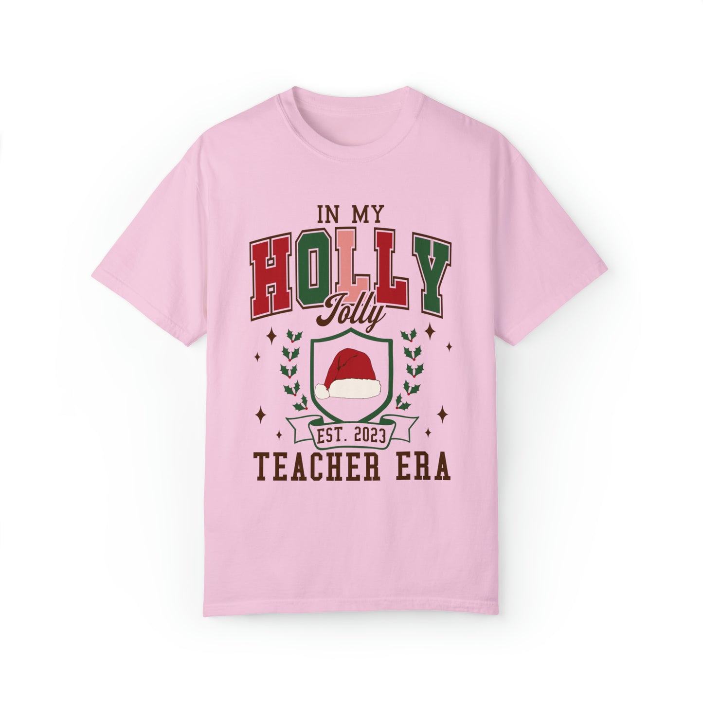 Holly Jolly Teacher Era Comfort Colors T-Shirt