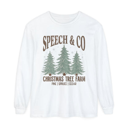 Speech & Co Christmas Tree Farm Long Sleeve Comfort Colors T-Shirt