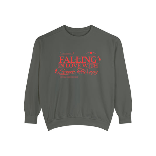 Falling in Love With Speech Therapy Comfort Colors Sweatshirt