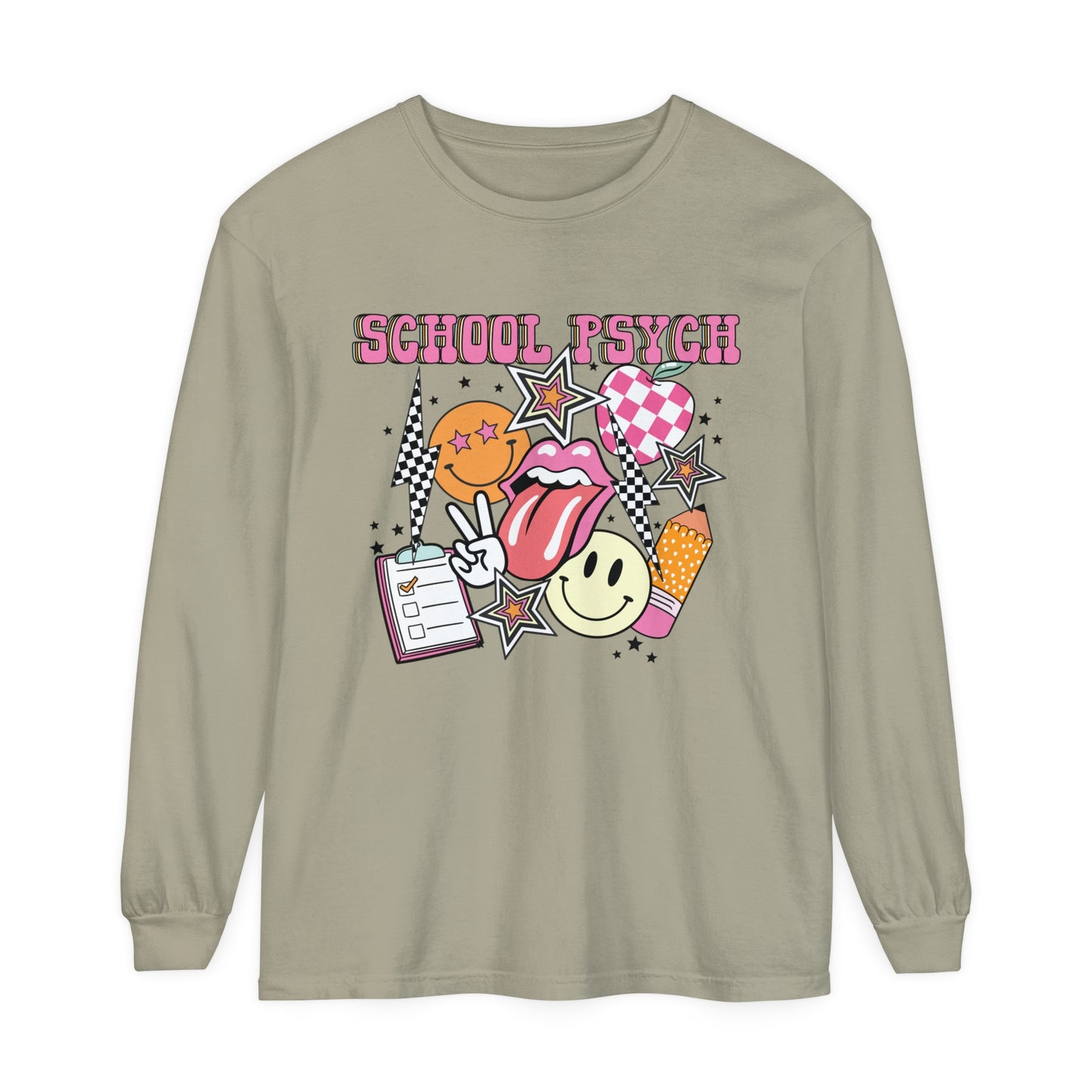 Retro School Psych Long Sleeve Comfort Colors T-shirt