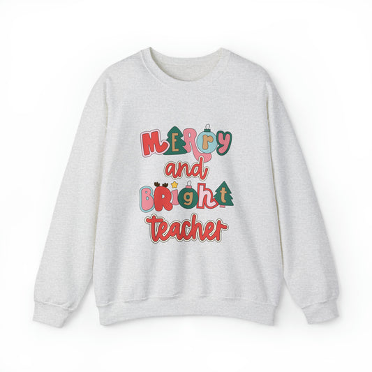 Merry and Bright Teacher Crewneck Sweatshirt
