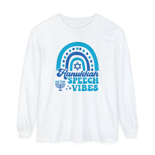 Hanukkah Speech Vibes Long Sleeve Comfort Colors T-Shirt