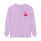 Speech Pathology Bow Cherries Long Sleeve Comfort Colors T-Shirt | Front and Back Print