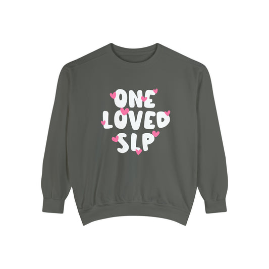 One Loved SLP Hearts Comfort Colors Sweatshirt