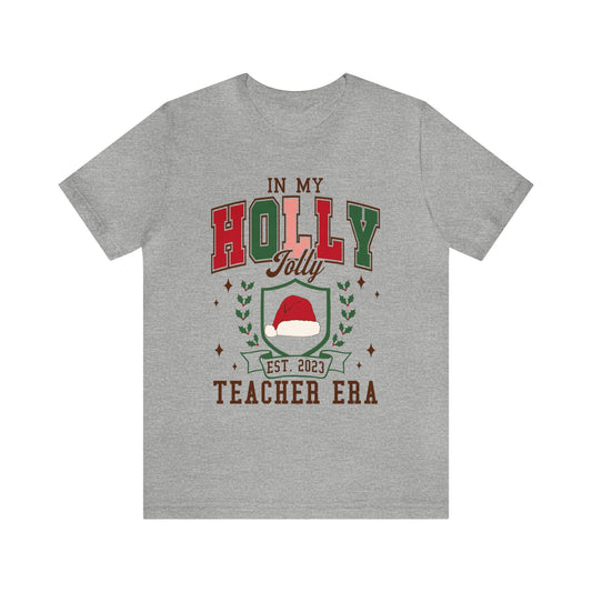 Holly Jolly Teacher Era Jersey T-Shirt