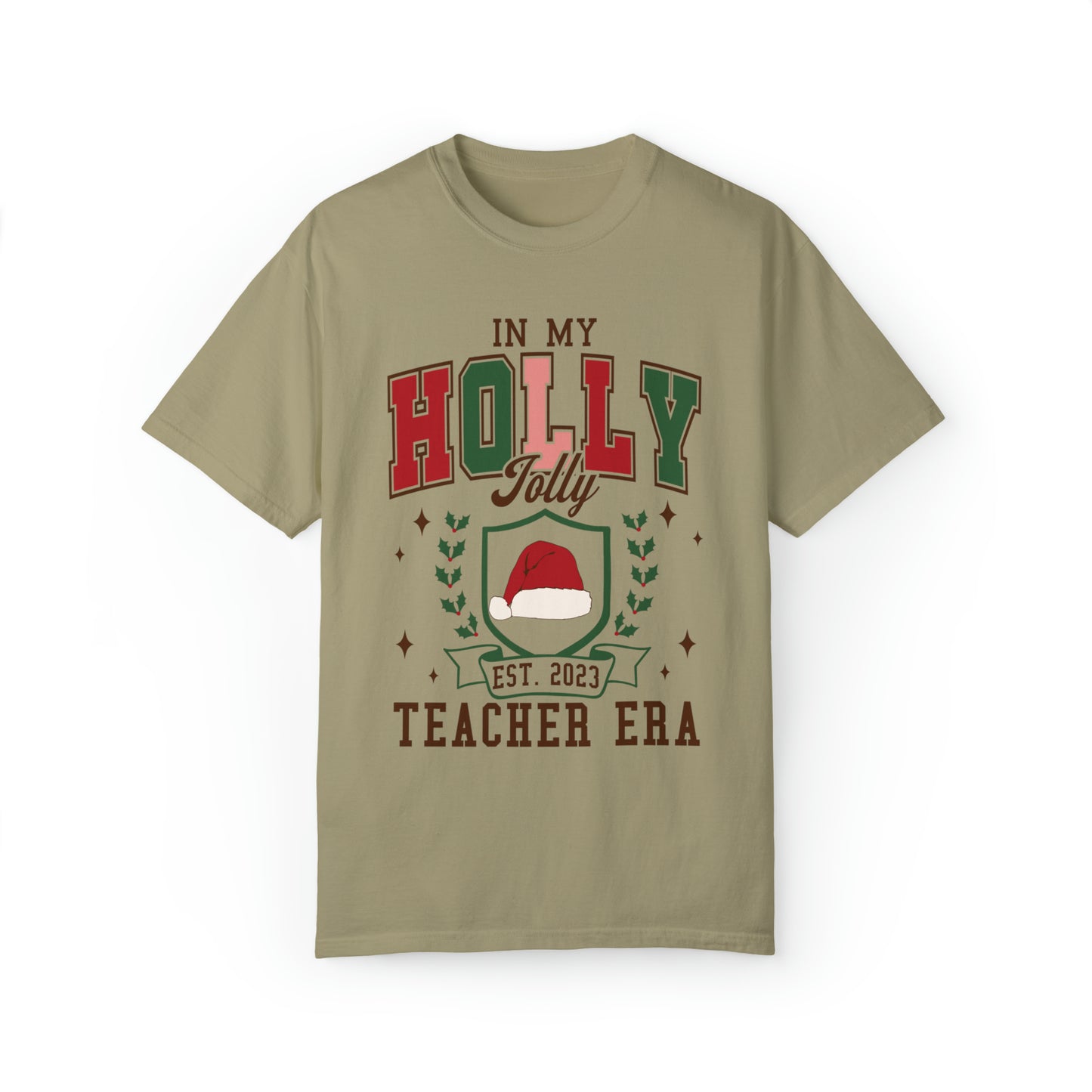 Holly Jolly Teacher Era Comfort Colors T-Shirt