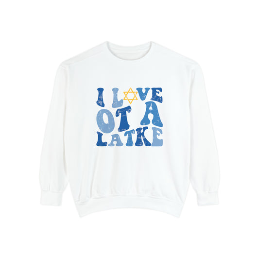 I Love OT a Latke Distressed Comfort Colors Sweatshirt