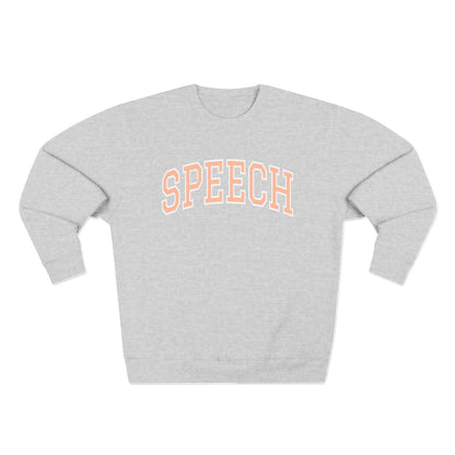 Speech Collegiate Style Premium Crewneck Sweatshirt | Peach Font