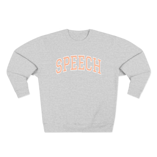 Speech Collegiate Style Premium Crewneck Sweatshirt | Peach Font