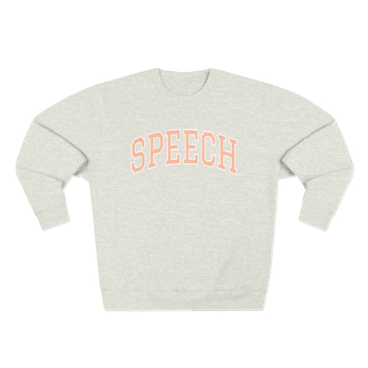 Speech Collegiate Style Premium Crewneck Sweatshirt | Peach Font