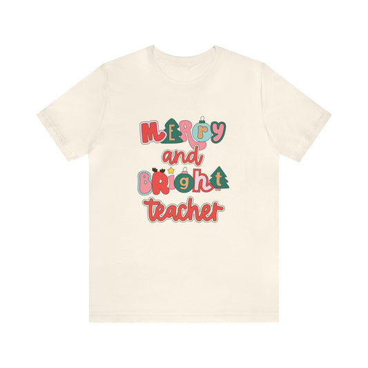 Merry and Bright Teacher Jersey T-Shirt