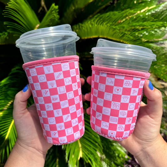 Speech Therapy Checkerboard Iced Drink Coozie