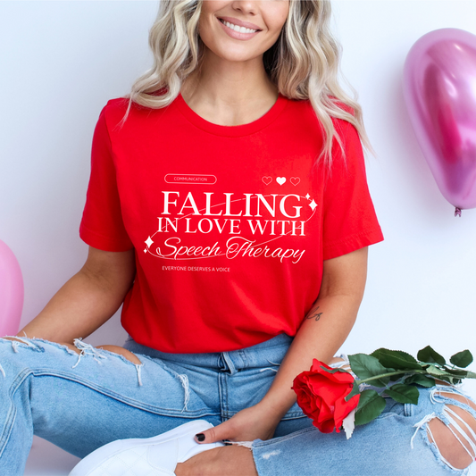 Falling in Love With Speech Therapy Jersey T-Shirt