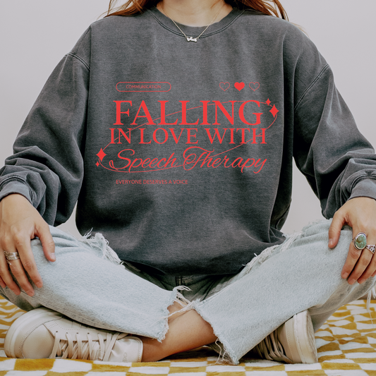 Falling in Love With Speech Therapy Comfort Colors Sweatshirt