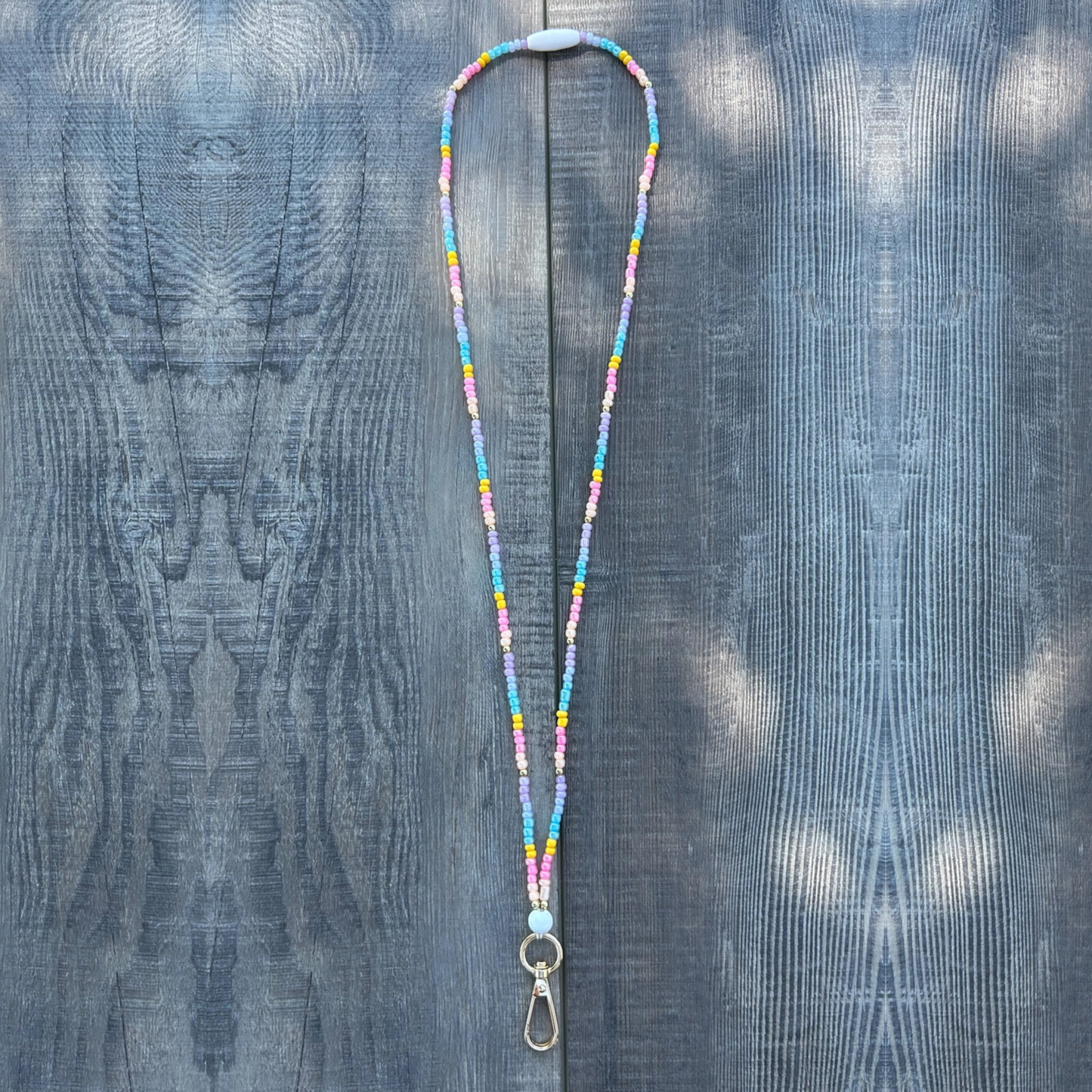 Pastel Rainbow Beaded Breakaway Lanyard