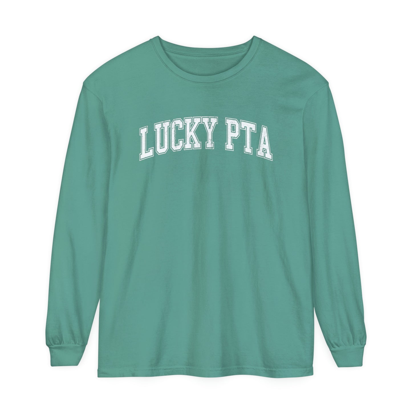 Lucky PTA Distressed Long Sleeve Comfort Colors T-Shirt