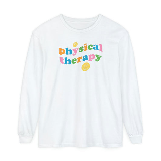 Physical Therapy Wavy Long Sleeve Comfort Colors T-Shirt