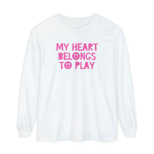 My Heart Belongs to Play Long Sleeve Comfort Colors T-Shirt