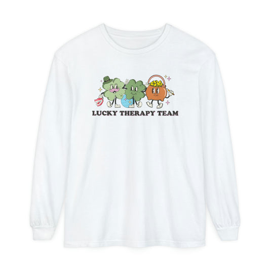 Lucky Therapy Team Distressed Long Sleeve Comfort Colors T-Shirt