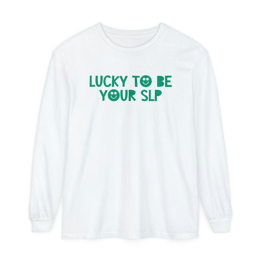 Lucky to Be Your SLP Long Sleeve Comfort Colors T-Shirt