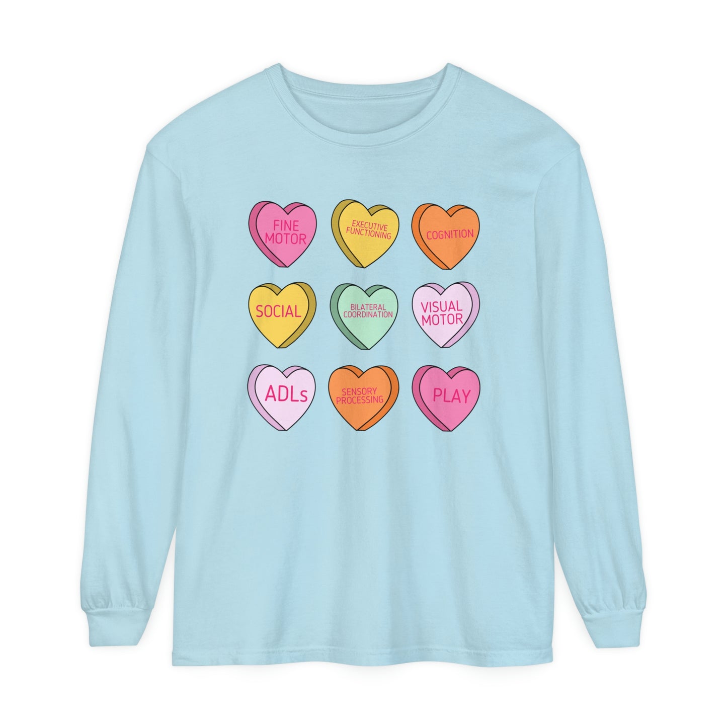 OT Scope Candy Hearts Long Sleeve Comfort Colors T-Shirt