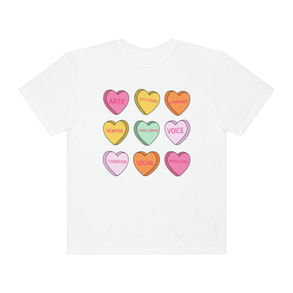 Speech Scope Candy Hearts Comfort Colors T-Shirt