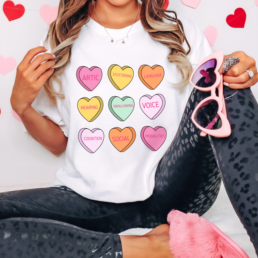 Speech Scope Candy Hearts Comfort Colors T-Shirt