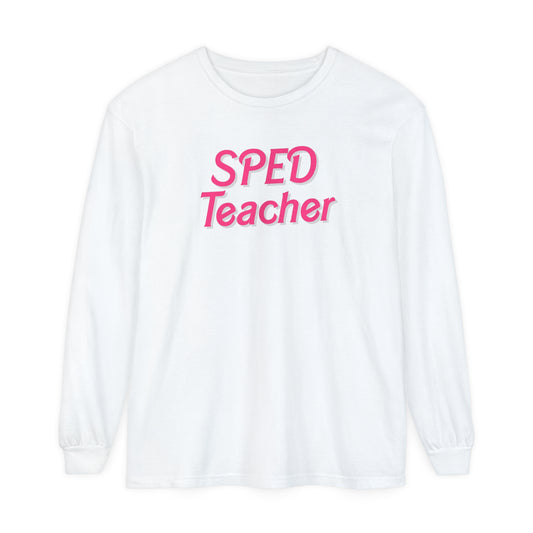 Pink SPED Teacher Long Sleeve Comfort Colors T-Shirt