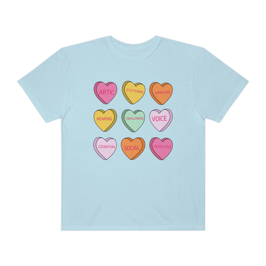 Speech Scope Candy Hearts Comfort Colors T-Shirt