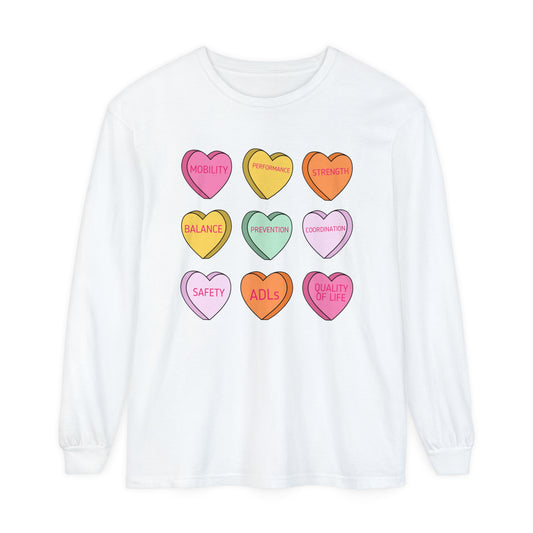 PT Scope Candy Hearts Long Sleeve Comfort Colors T-Shirt