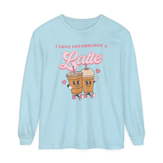 I Love Psychology a Latte Long Sleeve Comfort Colors T-Shirt