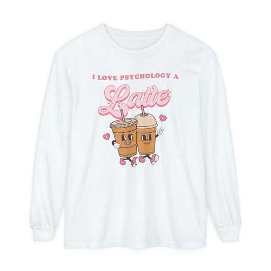 I Love Psychology a Latte Long Sleeve Comfort Colors T-Shirt