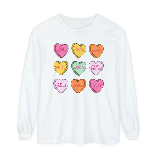 OT Scope Candy Hearts Long Sleeve Comfort Colors T-Shirt