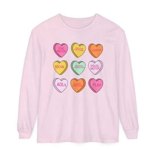 OT Scope Candy Hearts Long Sleeve Comfort Colors T-Shirt