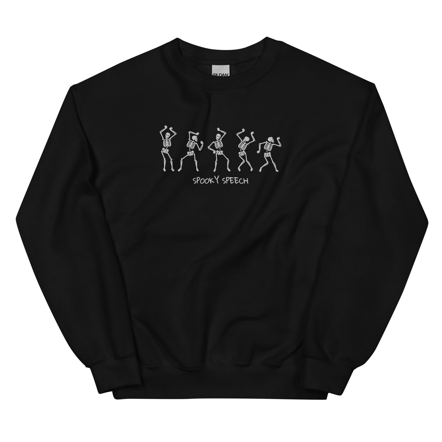 Spooky Speech Skeletons Embroidered Sweatshirt